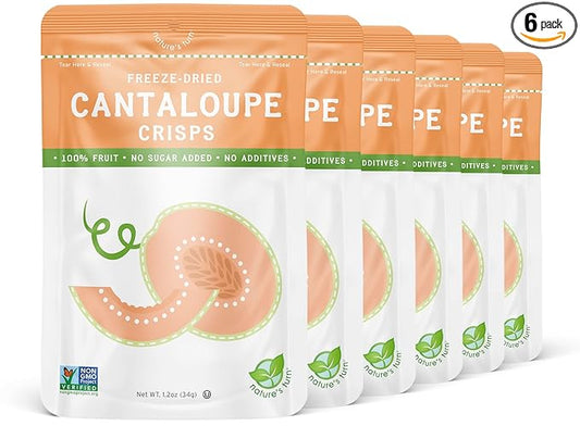 Nature?셲 Turn Freeze-Dried Fruit Snacks, Cantaloupe Crisps, Pack of 6 (1.2 oz Each)