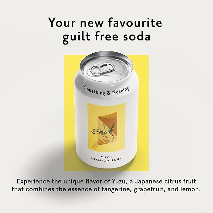 Something & Nothing Yuzu Flavoured Sparkling Water | Lightly Carbonated, Full Flavoured with Added Grape & Lemon Juice | Vegan & Low Calorie Soda | 12 Fl Oz Cans (Pack of 12)