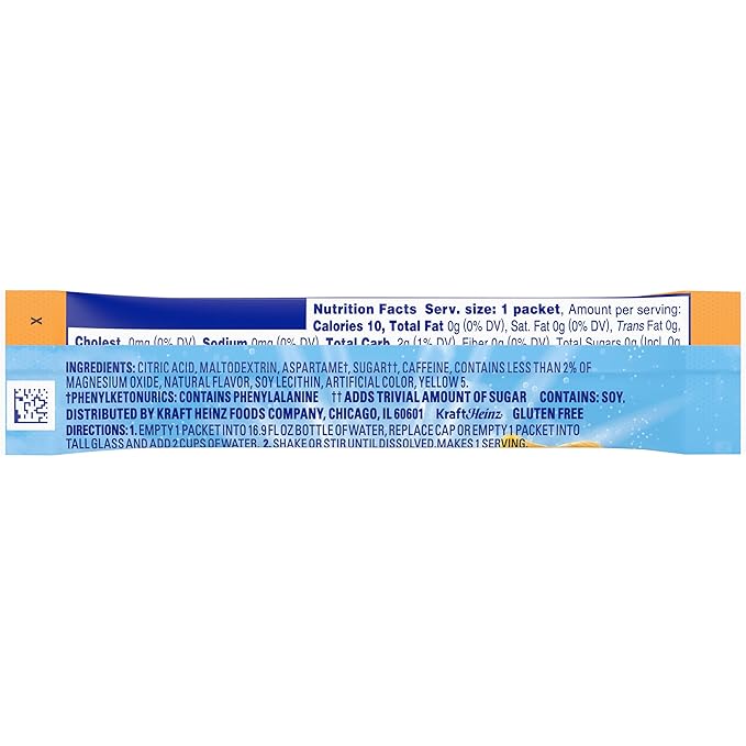 Crystal Light Citrus Naturally Flavored Powdered Drink Mix with Caffeine, 10 ct On-the-Go-Packets