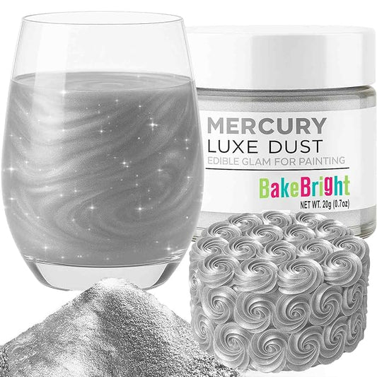 Bulk (20g) Silver Luster Dust Edible Glitter for Cocktails | Premium Edible Silver Luster Dust for Cake Decorations - Edible Glitter for Drinks Cupcakes Cookies Cakes Food Paint