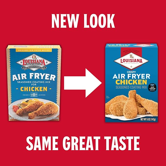 Louisiana Fish Fry, Air Fryer Chicken Coating Mix, 5 oz (Pack of 6) Each Box Coats 2 lbs of Chicken - Easy to Cook Air Fried Chicken - Crispy Texture, Delicious Flavor