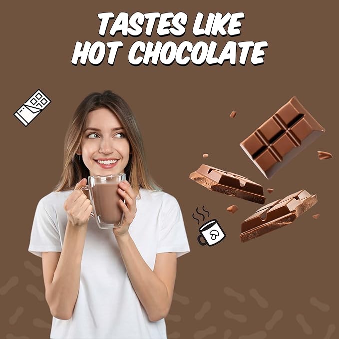 Renude Reishi Cacao – Mushroom Hot Chocolate Mix, Coffee Alternative with Magnesium, Organic Cacao Powder with Reishi for Sleep Support –15 Servings