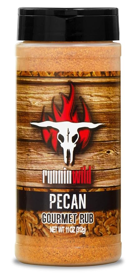 Gourmet Pecan Rub | Pecan BBQ Seasoning Rub for Turkey, Pork, Ribs, Chicken and Salmon | No Artificial Flavors and No MSG added | Runnin??Wild Foods, 11 ounces