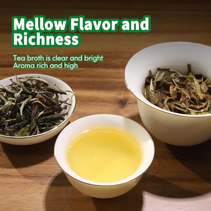 KHS Premium Organic White Tea, 3.53 Oz USDA Certified Grade A White Tea, Aged White Leaves with Fresh And Sweet Flavor, White tea Loose Leaf with Simple and Natural Methods