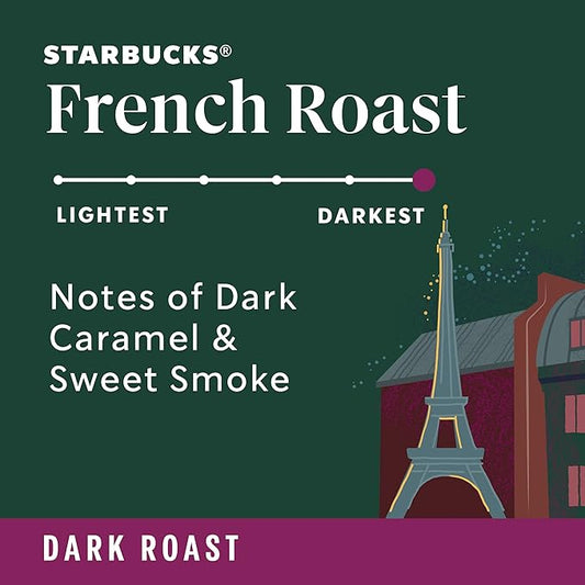 Starbucks Whole Bean Coffee, Dark Roast Coffee, French Roast, 100% Arabica, 6 bags (18 oz each)