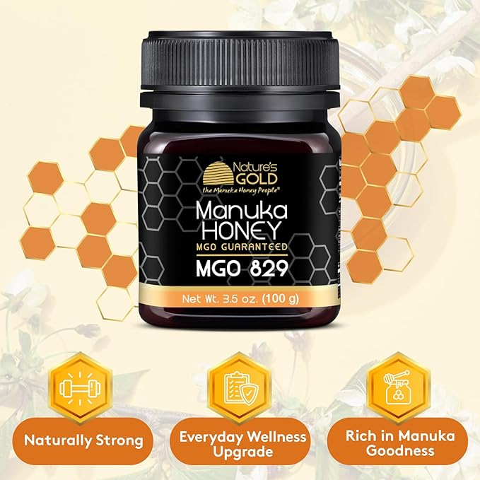 Nature’s Gold Raw Manuka Honey, MGO 829+ | Authentic MGO, Australian Honey, Non-GMO, 100% Pure Genuine Traceable from Hive to Home