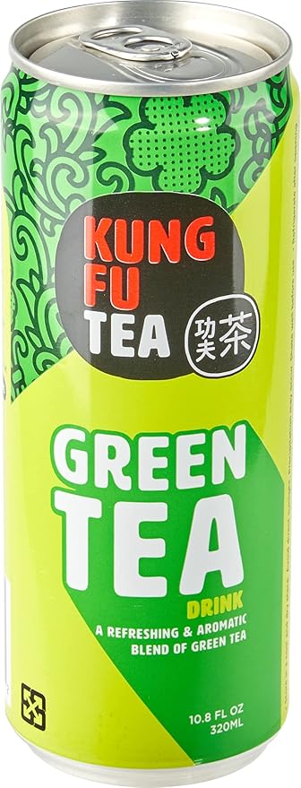 Kung Fu Tea Canned Green Tea – Lightly Sweetened Green Tea in a Can, Ready to Drink – All Natural, Premium Iced Tea – 10.8 oz Cans, Pack of 6