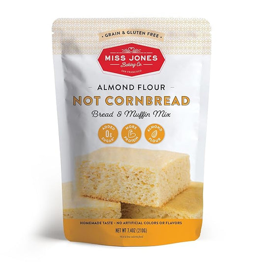 Miss Jones Baking Not Cornbread Muffin Mix - Almond Flour, Gluten Free, Low Carb, No Sugar Added, Naturally Sweetened Desserts & Treats - Keto, Diabetic, Atkins, WW, and Paleo Friendly (Pack of 1)