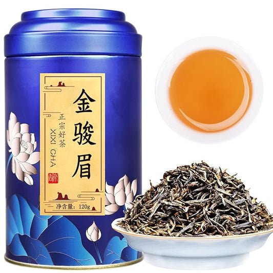 XIXICHA Black Tea Loose Leaf Jin Jun Mei Premium Golden Monkey Tea Chinese Authentic Wuyi Mountain Black Tea Golden Eyebrow Tea Nature Fruit And Honey Fragrance çº?Œ¶ ?¹级?‘骏??ä¸?›½?Ÿ夫??4.23oz /120g