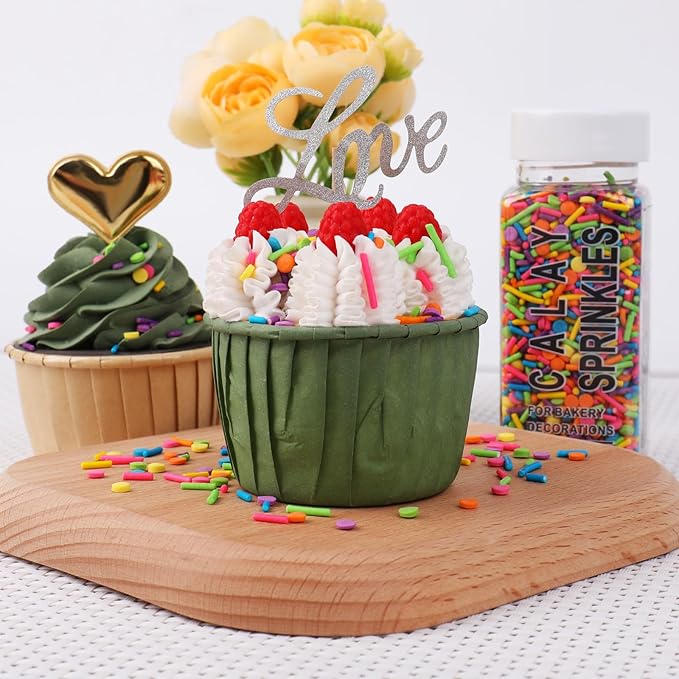 Rainbow Sprinkles for Cake Decorating, Colorful Crispy Jimmies and Confetti Sprinkles for Baking Cake Cupcake Cookies Ice Cream Topping