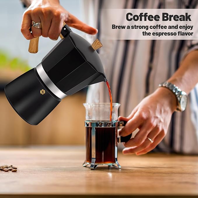 9 Cup Aluminum Moka Pot Classic Stovetop Espresso Coffee Maker 450ml 15oz Coffeemaker Percolator Mocha Pot Greca Coffee Maker Cafe Makers for Italian and Cuban Cafì±?Brewing Black