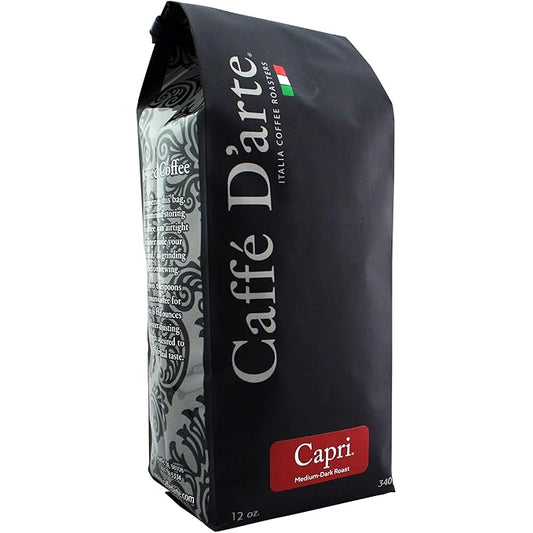 Caffe D'arte Capri Whole Bean Espresso Coffee, 12 Ounce