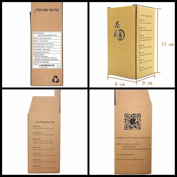 ChaWuWarmSun [B] Lapsang Souchong Black Tea,No Smokey Taste,8.8oz/250g,Loose Leaf Tea,Chinese KongFu Cha