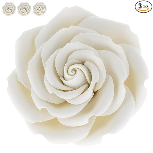 Global Sugar Art Rebecca Rose Sugar Cake Flowers, White 3 Inches, 3 Count by Chef Alan Tetreault