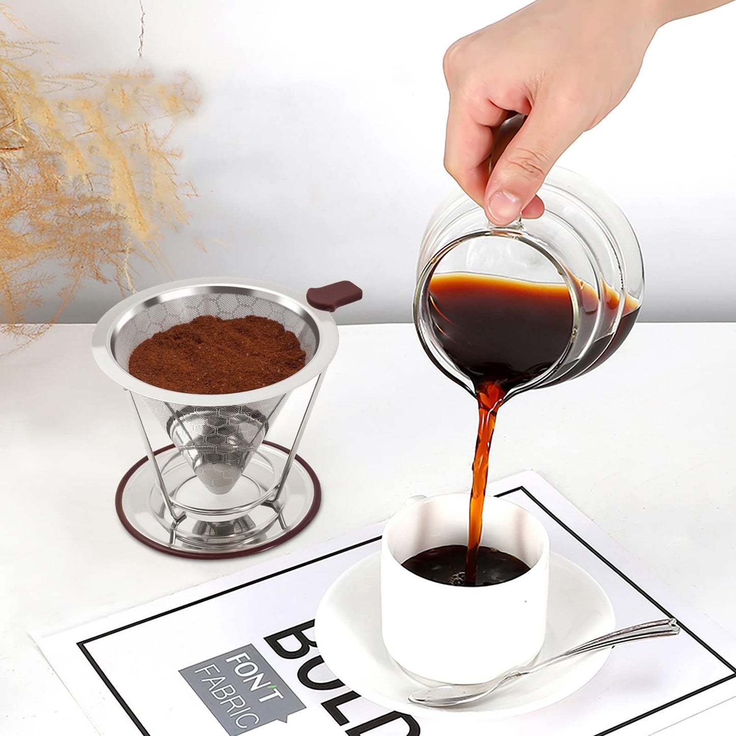Pour Over Coffee Dripper, MISETTO Stainless Steel Filter,Easy to Clean Paperless pour over coffee