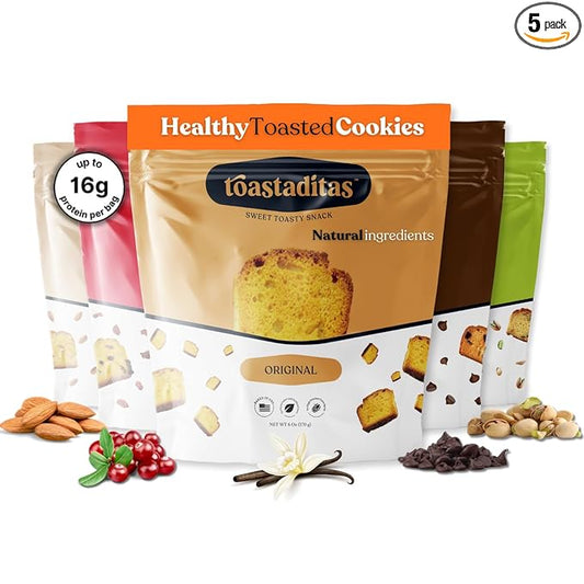 Toastaditas Variety Pack Toasted Cookies, Natural Ingredients, No Artificial Flavors, Ideal for Coffee or Tea pairing, Snacks for kids and adults (6 oz, Variety 5 Pack)