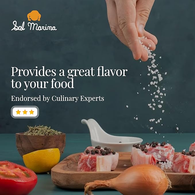 SAL MARINA | Sea Salt & Sea Salt Flower 11oz - Harvested Hand | Kosher Salt 100% Natural - Vegan Gluten Free Organic Table Salt Seasoning Food