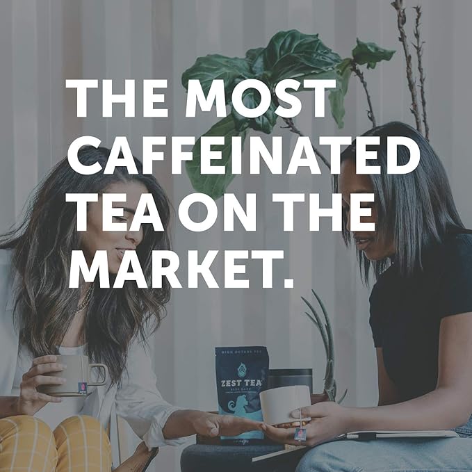Zest Tea Premium Energy Hot Tea, High Caffeine Blend Natural & Healthy Traditional Black Coffee Substitute, Perfect for Keto, 150 mg Caffeine per Serving, Earl Grey Black Tea, Tin of 15 Sachet Bags