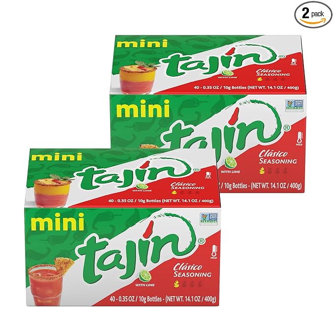 Tajín Clásico Chile Lime Seasoning Mini Display 0.35 oz, 40 Mini Bottles (Pack of 2)