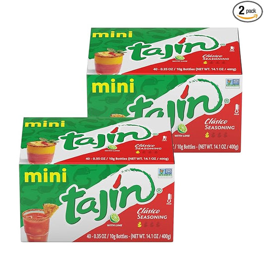 Tajín Clásico Chile Lime Seasoning Mini Display 0.35 oz, 40 Mini Bottles (Pack of 2)