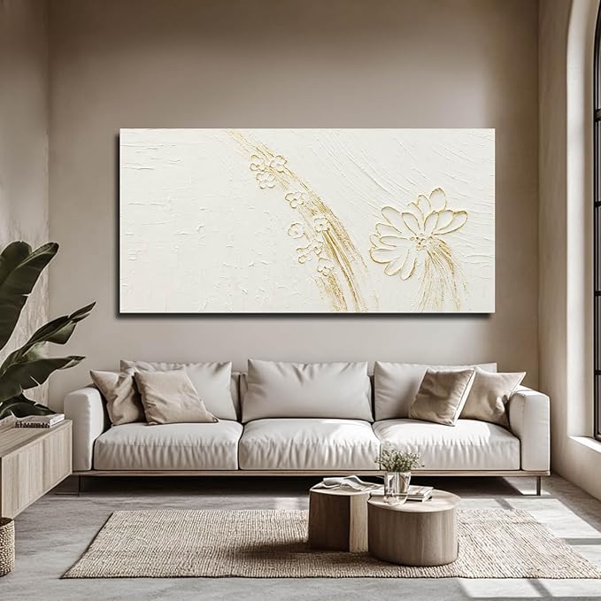 VAYIMDH Modern Canvas Wall Decor Floral Hand Painted Wall Art Textured Wall Posters 29"x58" Wall Decorations for Living Room Pictures for Kitchen