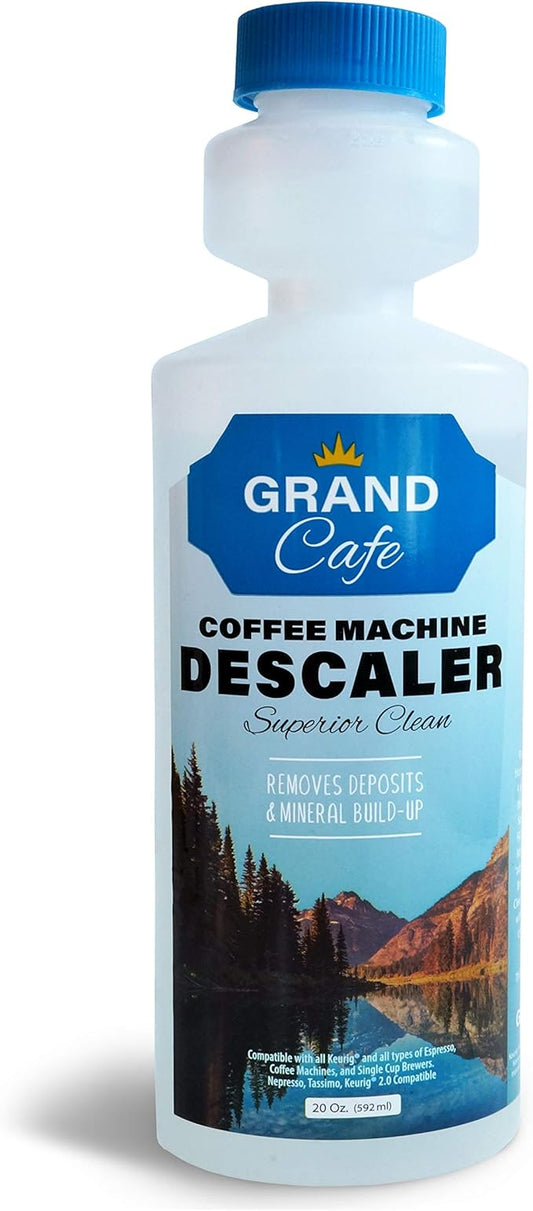 Grand Cafe ??Universal descaling solution - Perfect Measure Bottle (20 oz, 5 uses per bottle) for Keurig, Nespresso, Delonghi and All Single Use Coffee Pot and Espresso Machines