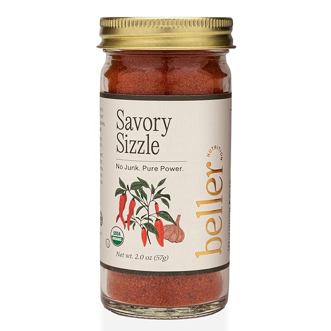 Beller Nutrition Savory Sizzle Seasoning Blend | 2 oz | Organic Paprika, Garlic, Cayenne, Turmeric & More | Bold & Warming All-Purpose Spice for Roasted Veggies, Eggs, Meats & More