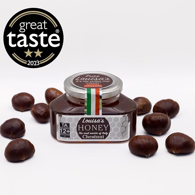 Louisa's Chestnut Honey | Award-Winning Italian Raw & Pure Honey | TA 12+ (MGO 354+) | 100% Traceable | Sustainably Sourced | GMO, Gluten & Allergen Free | 350g