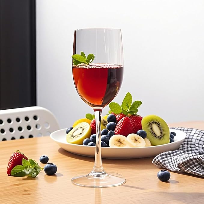 8-ounce Unbreakable Plastic Wine Cup, set of 6-clear, Red or White Wine Glass, Top Rack Dishwasher Safe, BPA Free (clear, Small)