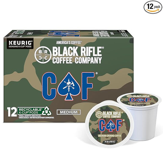 Black Rifle Coffee Company Medium Roast K Cups - Single Serve K Cups Coffee Pods - Kcup Pods Compatible with Keurig 1.0 & 2.0 - Made from Pure Arabica Beans (CAF, 12 Count)