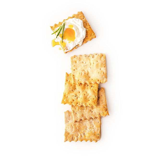 Rustic Bakery Handmade Sourdough Flatbread Cracker Bites - Rosemary & Olive Oil - Rosemary Charcuterie Crackers for Cheese Platters or Snacking - Made in California - Pack of 4, 6 Oz Bags