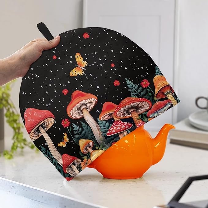 Generic Hudotybom Mushroom Tea Cozy for Teapot Insulated Large Teapot Cover to Keep Warm Tea Kettle Cover Machine Washable Coffee Pot Cloth Covers Kitchen Home Decorations for Housewife Mom, CZA49