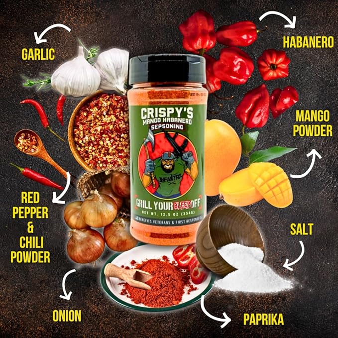 GYAO Crispy's Mango Habanero Seasoning – Sweet & Spicy BBQ Seasoning for Chicken, Pork, Steak & More – MSG & Gluten Free – Veteran-Owned USA Made