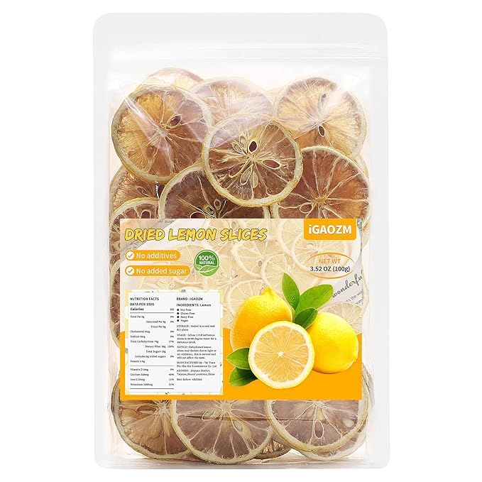 iGAOZM Dehydrated Dried Lemon Slices,3.52oz/100g,No Sugar Added,Natural Dried Lime Slices,Dehydrated Fruit for Cocktails Garnish,Craft Decoration,DIY