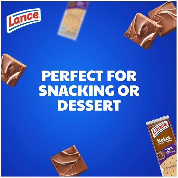 Lance Sandwich Cookies, Nekot Fudge, 10 Individually Wrapped Packs, 6 Sandwiches Each