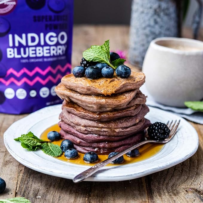 Suncore Foods Organic Indigo Blueberry Powder, Purple Food Coloring Powder, Gluten-Free, Non-GMO, 5oz (1 Pack)