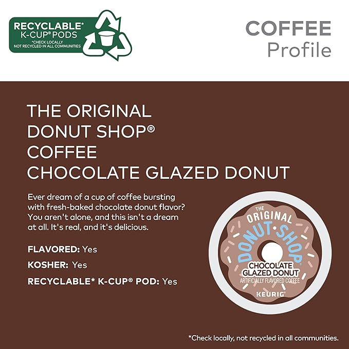 The Original Donut Shop Coffee Chocolate Glazed Donut Keurig Single-Serve K-Cup Pods, Medium Roast Coffee, 72 Count