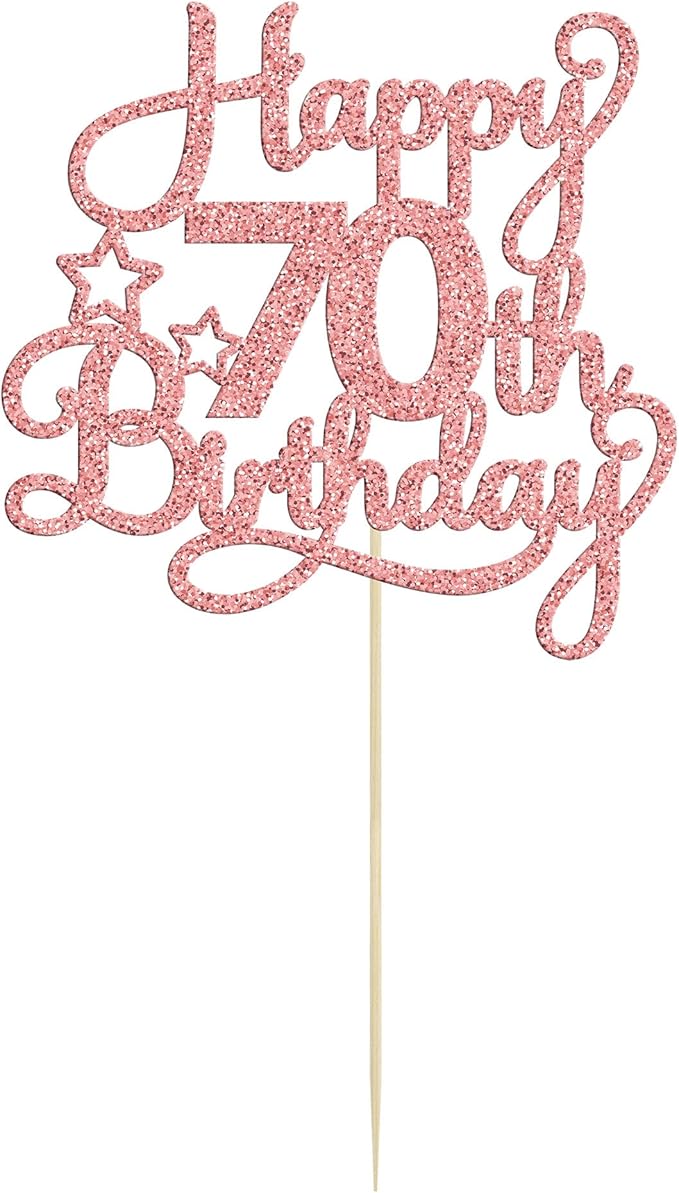 1 Pack Happy 70th Birthday Cake Topper Rose Gold Glitter 70 & Fabulous Cheers to 70 Years Old 70th Birthday Cake Pick for Celebrating 70th Birthday Anniversary Party Cake Decorations Supplies