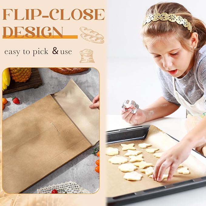 1000 Pcs 12x16 Inch Unbleached Parchment Paper Sheets, Bulk Precut Parchment Paper for Baking, Non-stick Flat Baking Sheets for Cookies, Cooking, Grilling, Air Fryer, Steaming, Oven