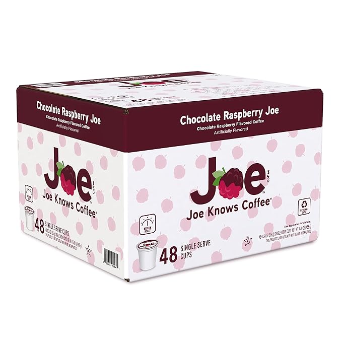 Joe Knows Coffee Single Serve Cups Pods and Capsules, Chocolate Raspberry, 48 Count