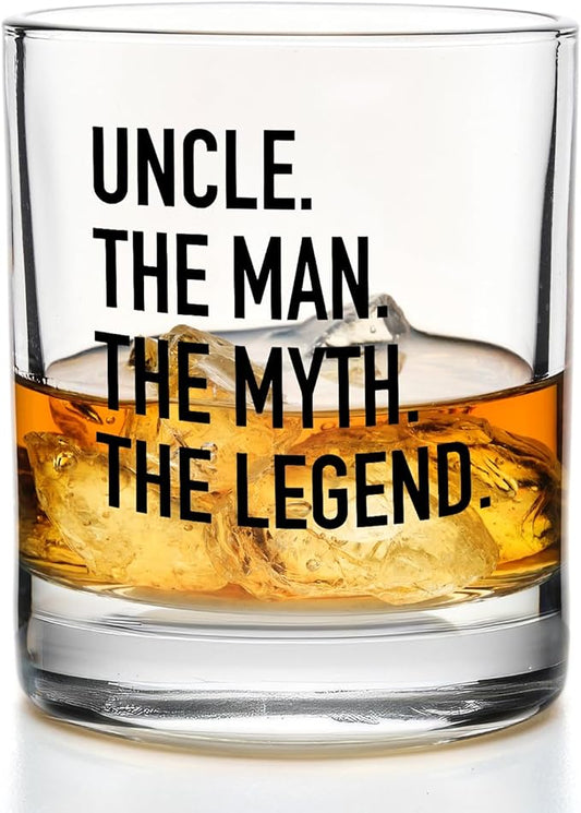 Uncle Whiskey Glasses 10 oz, Uncle Gifts for Birthday Father's Day from Niece Nephew, Funny Old Fashioned Rocks Glasses for Men Drinking Scotch Bourbon Cocktail Liquor Vodka