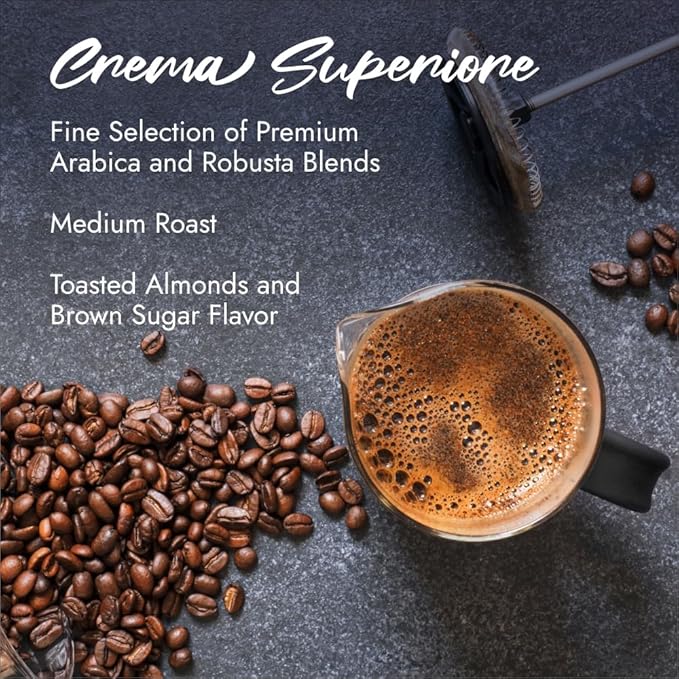 Caffe Borbone, Whole Bean Coffee Blend, Crema Superiore, Medium Roast, Roasted and Freshly Packaged in Italy, 2.2 Pound Bag (Pack of 2)