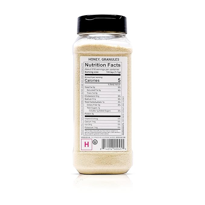 Spiceology – Honey Granules – Granulated Honey Crystals for Baking, Beverages, and Seasoning – Gluten-Free Sweetener for Tea, Coffee, Desserts, and More – 24 oz