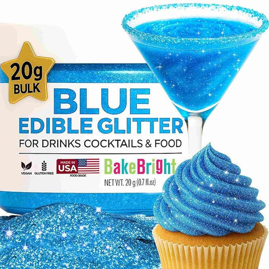 Blue Edible Glitter for Drinks Bulk Edible Glitter for Cakes Drink Brew Glitter, Blue Edible Glitter Cake Decorations Edible Blue Glitter Edible Glitter for Strawberries Cocktail