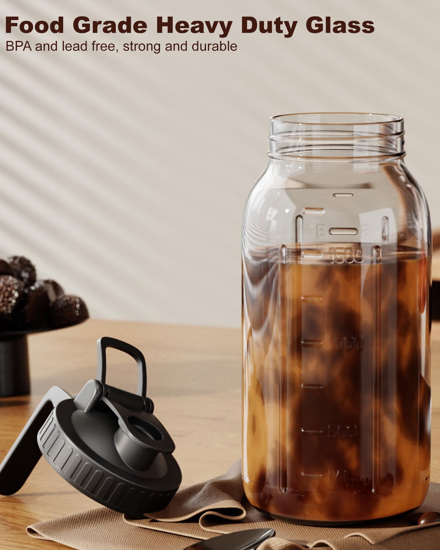 VA1KENE 64 oz Cold Brew Coffee Maker, Mason Jar Pitcher with 304 SS Filter