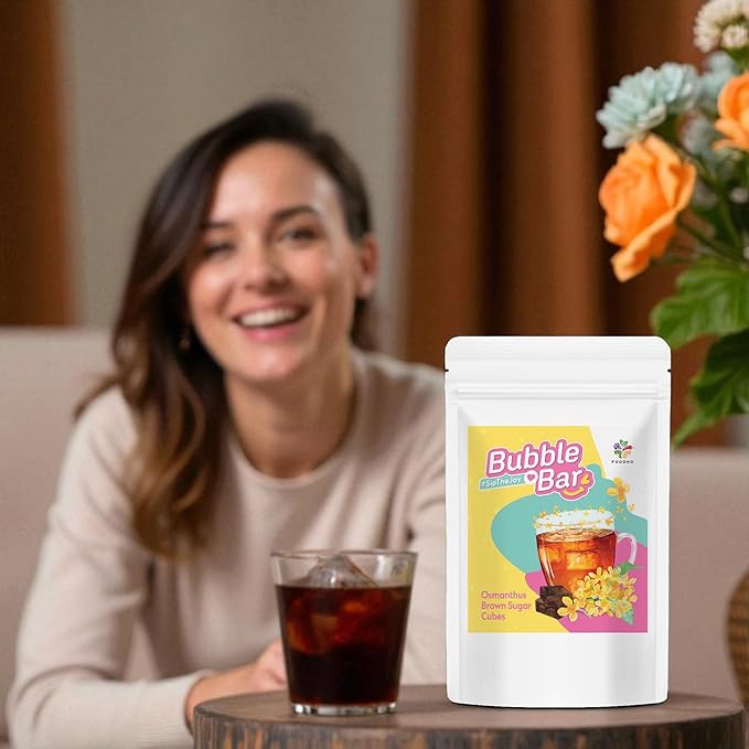 FOODHO Bubble Bar Osmanthus Brown Sugar Cubes ??Floral & Caramelized Sweetness, Muscovado Sugar, for Tea & Desserts, Enjoy Warm or Iced, Naturally Nourishing, No Preservatives