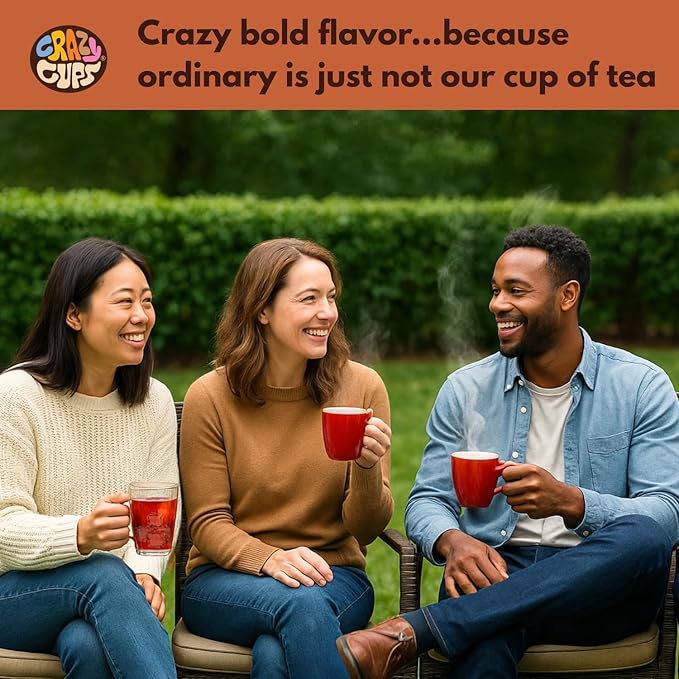Crazy Cups Hot Cinnamon Spice Herbal Tea Pods, 22 Count | Caffeine Free, Kosher Certified, Warming Cinnamon & Star Anise Blend, K Cup Compatible Pods, Bold Spiced Flavor, Gluten Free, Vegan