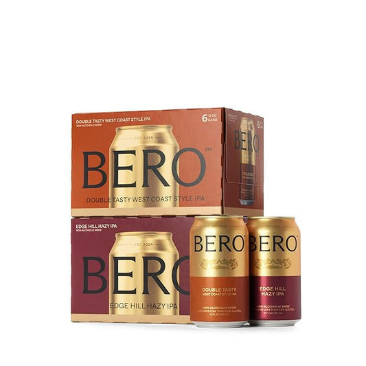 BERO IPA Variety Pack Non-Alcoholic Beer, 12-Pack Hoppy IPA-Style Craft Brew, NA Beer by Tom Holland, Alcohol-Free Drinks, Bold and Hoppy Flavor, Alcohol Alternative Beverages for Any Occasion