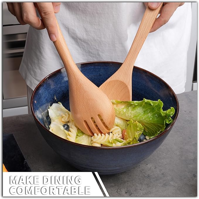 Salad Tongs, Beech Wooden Spoons, Salad Tongs for Serving, 10-inch Serving Utensils Set Salad Servers Set Kitchen Cooking Utensil