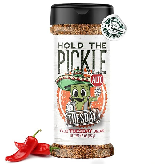 Hold The Pickle Tex Mex Pickle Seasoning - For Popcorn, Cooking - TexMex Flavored Dill Pickles Seasoning - Vegan, Non-GMO, Gluten Free, Kosher Certified, 4.3 Oz Shaker